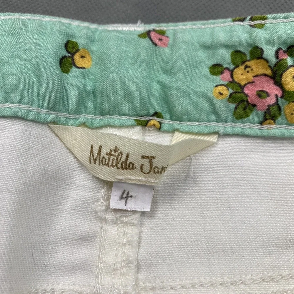 Matilda Jane Slim Straight Floral Waistband Jeans Womens 4 White‎